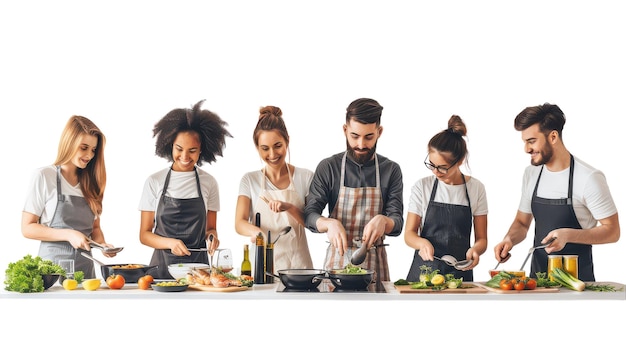 Echipă gătind împreună